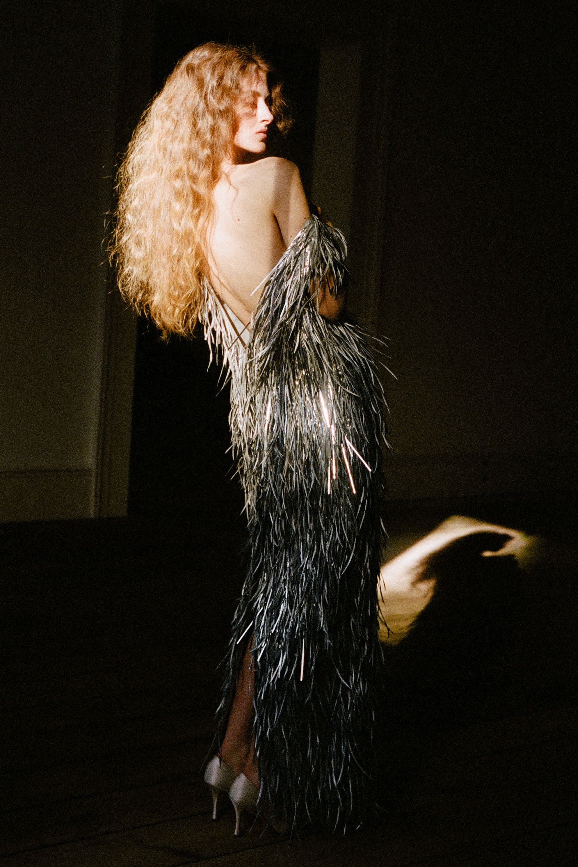 metallic feather dress Brienne