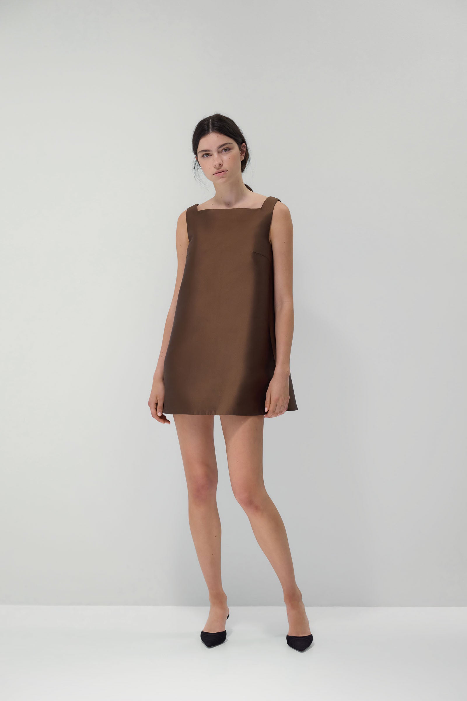 Beau Dress in Chocolate Silk/Wool 14