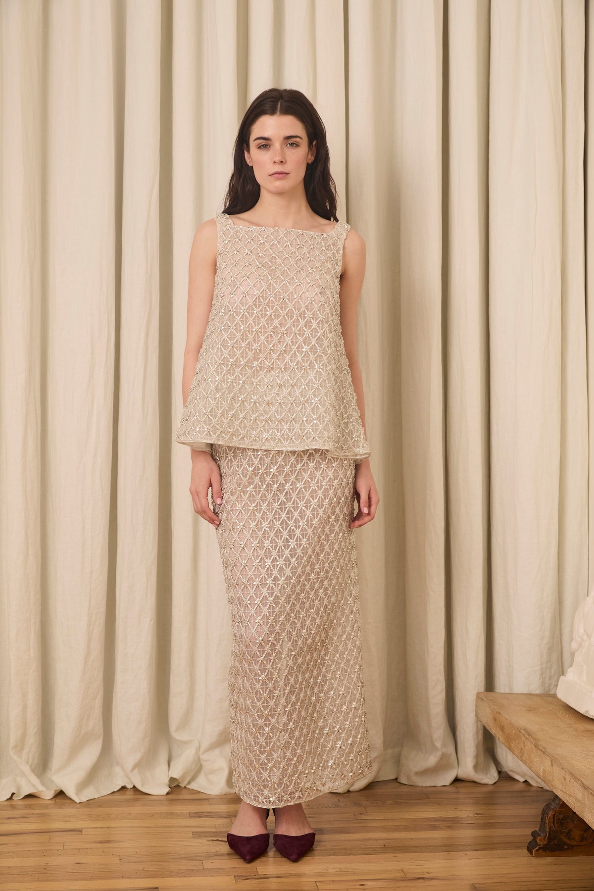 Amah Pencil Skirt in Crystal Lattice