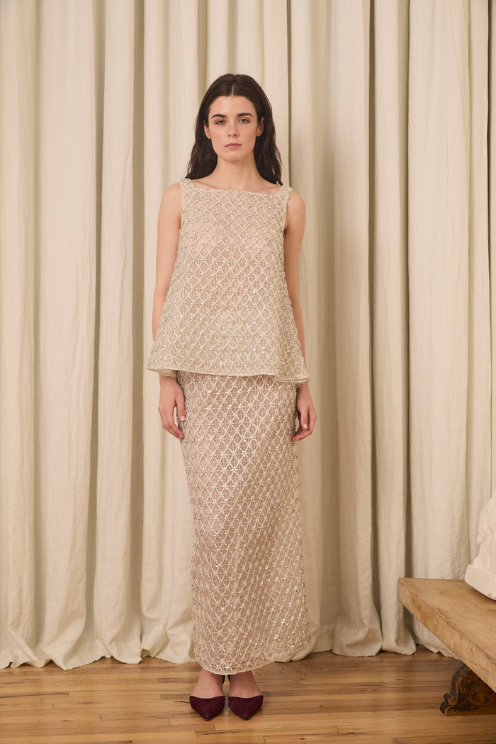 Amah Pencil Skirt in Crystal Lattice