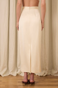 Amah Pencil Skirt in Fluid Satin