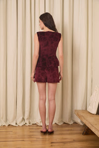 Deanna Peplum Vest in Velvet Floral