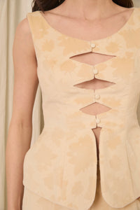 Deanna Peplum Vest in Velvet Floral