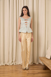 Deanna Peplum Vest in Quilted Cotton Chintz
