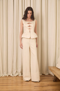 Deanna Peplum Vest in Quilted Cotton Chintz
