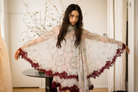 Wylie Scarf Dress in Printed Crinkled Chiffon with Mohair Lace Trim