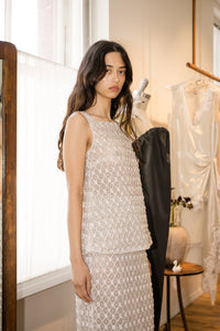 Chloe Tank in Crystal Lattice Embroidery