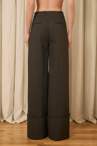 Freya Wide Leg Pant in Wool/Cotton Suiting