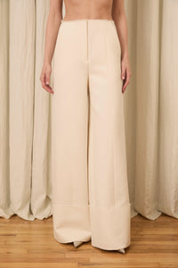 Freya Wide Leg Pant in Wool/Cotton Suiting