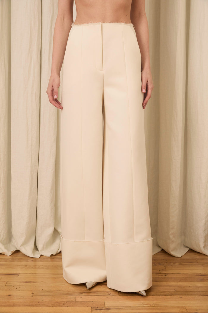 Freya Wide Leg Pant in Wool/Cotton Suiting