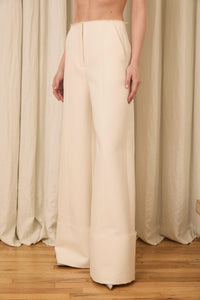 Freya Wide Leg Pant in Wool/Cotton Suiting