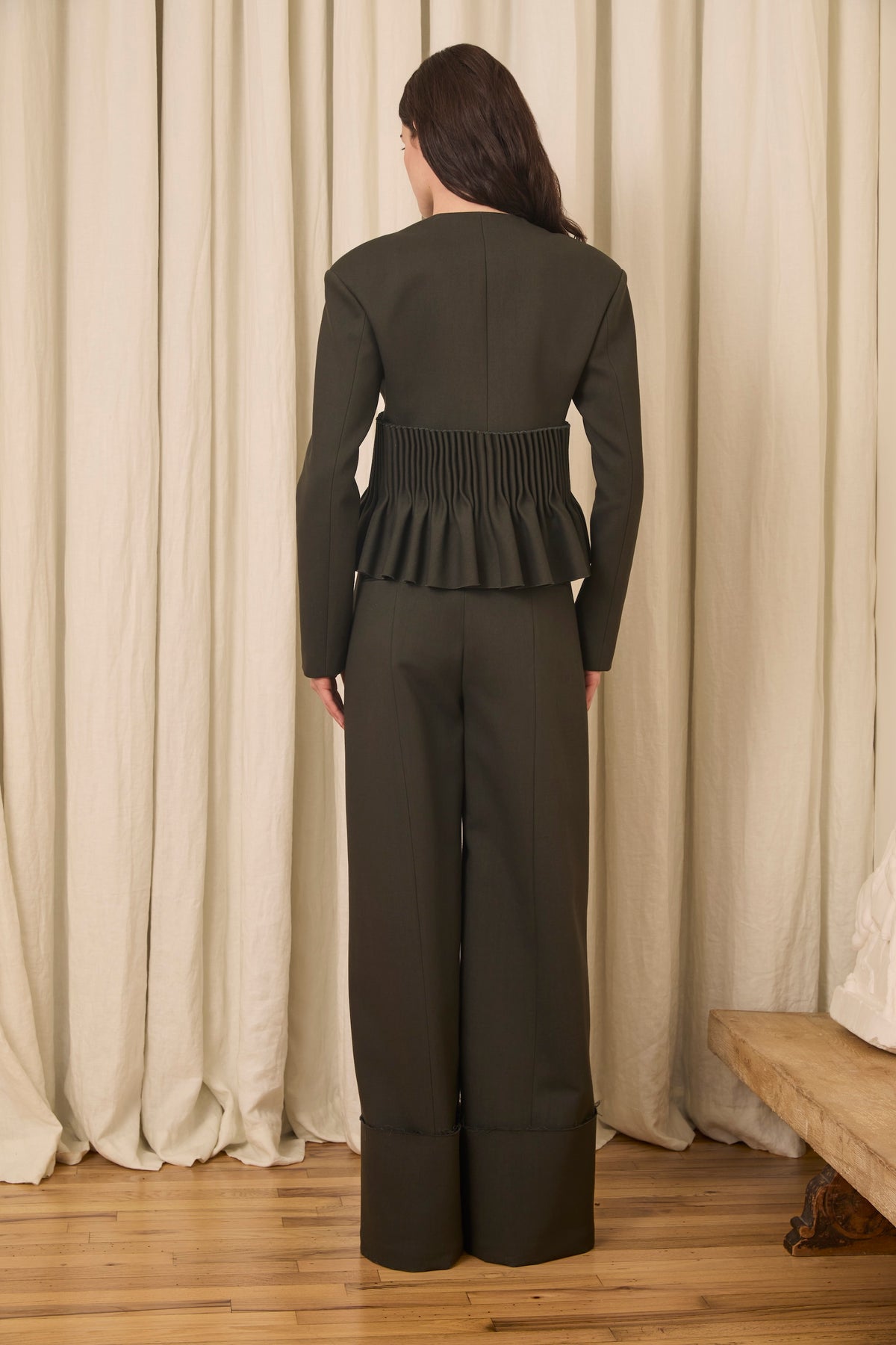 Jane Peplum Blazer in Wool/Cotton