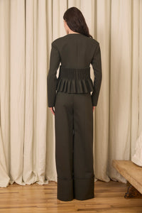 Jane Peplum Blazer in Wool/Cotton