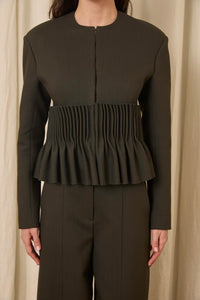Jane Peplum Blazer in Wool/Cotton