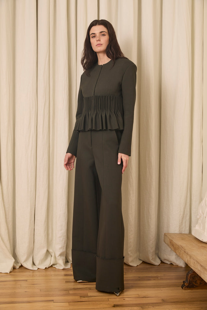 Jane Peplum Blazer in Wool/Cotton