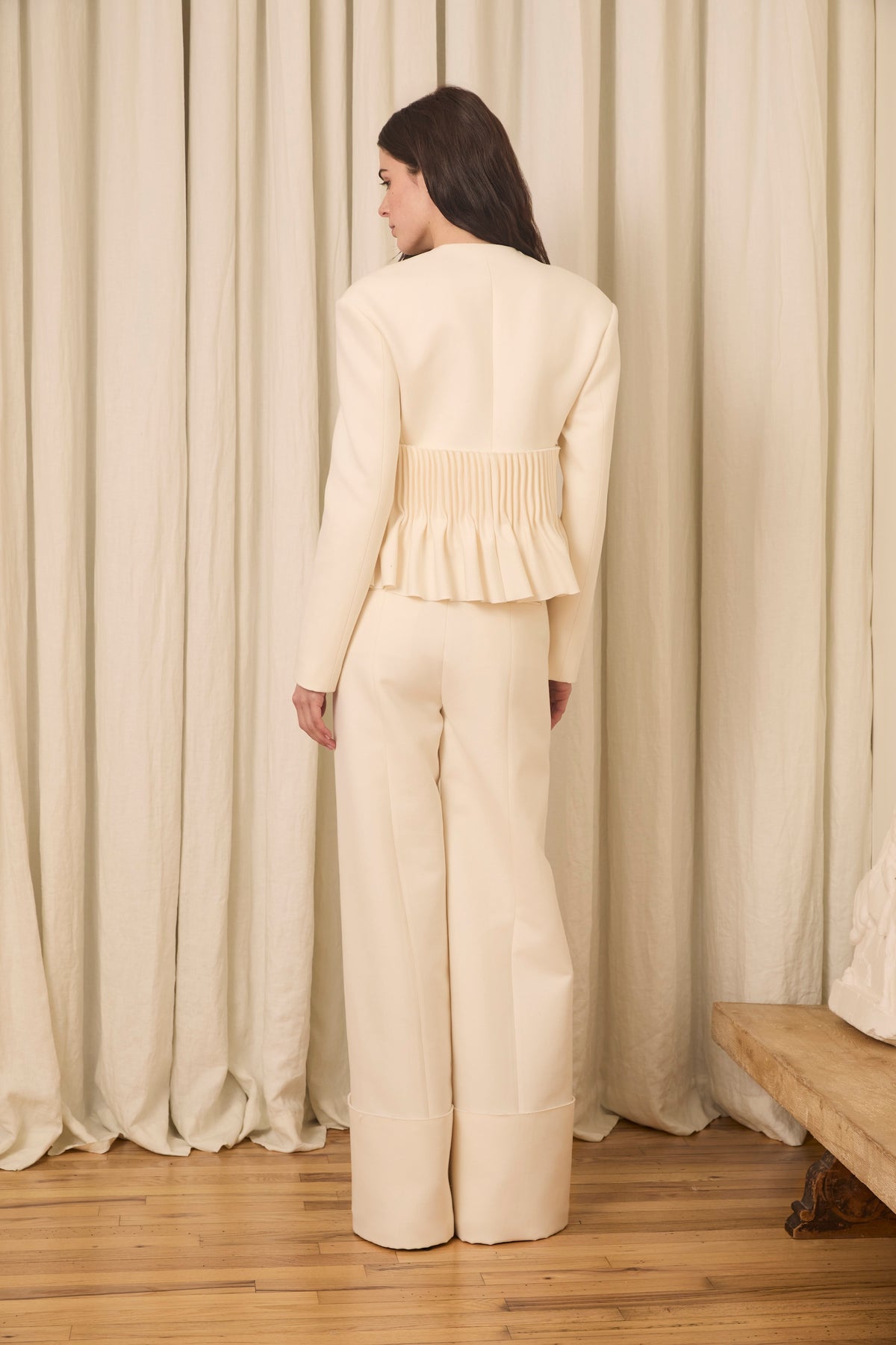 Jane Peplum Blazer in Wool/Cotton