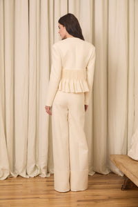 Jane Peplum Blazer in Wool/Cotton
