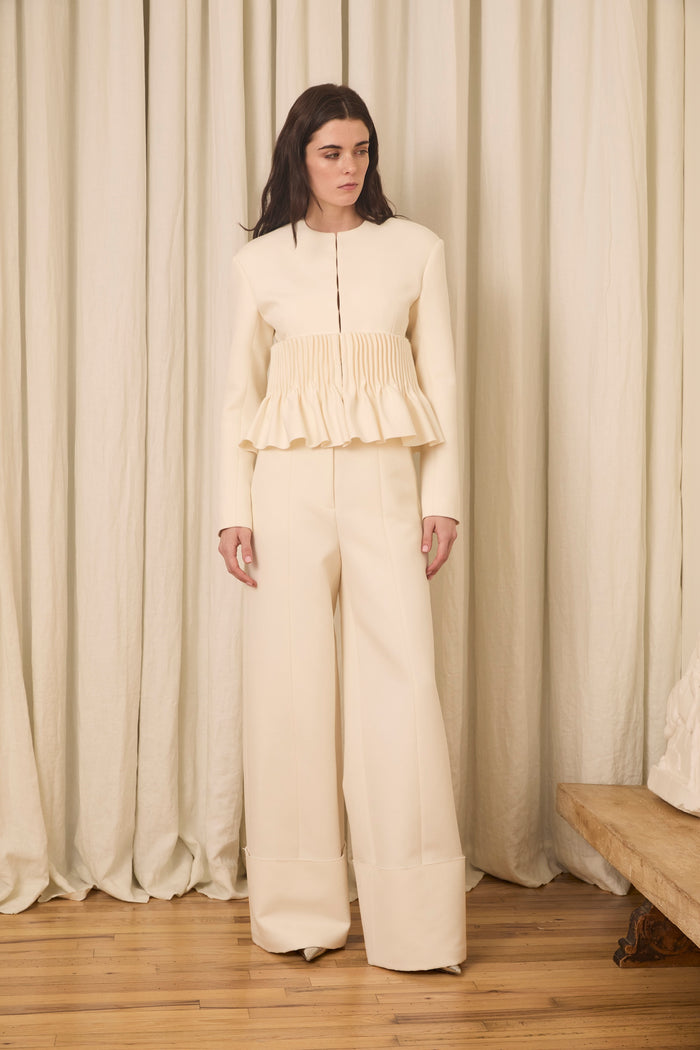 Jane Peplum Blazer in Wool/Cotton