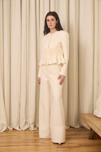 Jane Peplum Blazer in Wool/Cotton