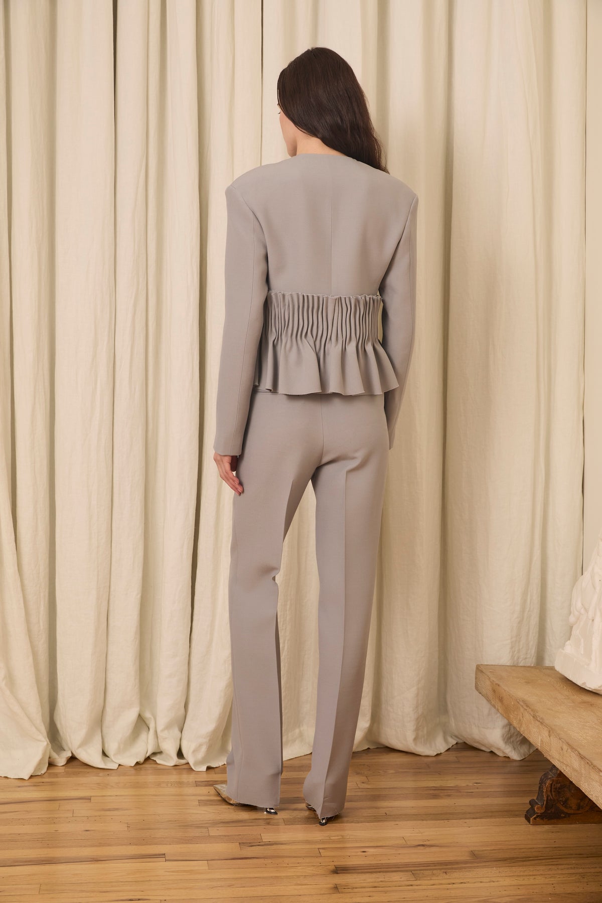 Jane Peplum Blazer in Silk/Wool