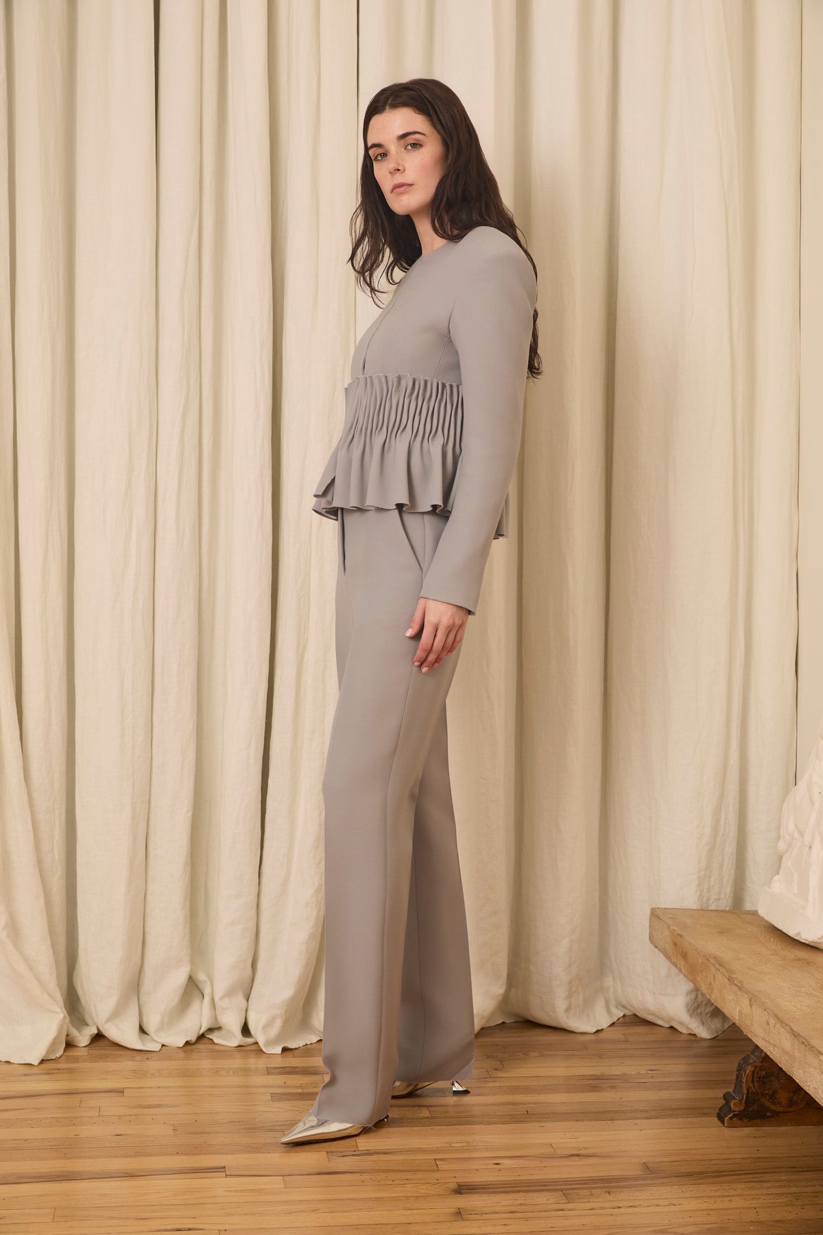 Jane Peplum Blazer in Silk/Wool