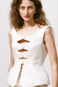 Deanna Peplum Vest in Quilted Cotton Chintz