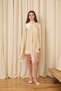 Nina Scarf Dress in Lurex with Mohair Lace Trim