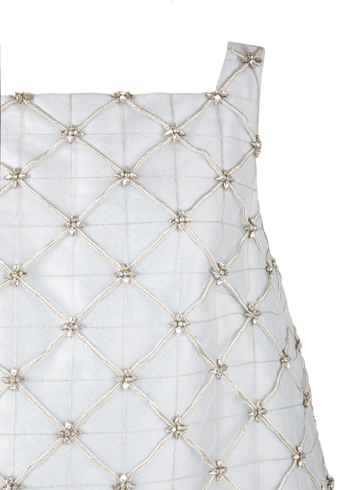 Beau Crystal Lattice Dress in Ice Blue