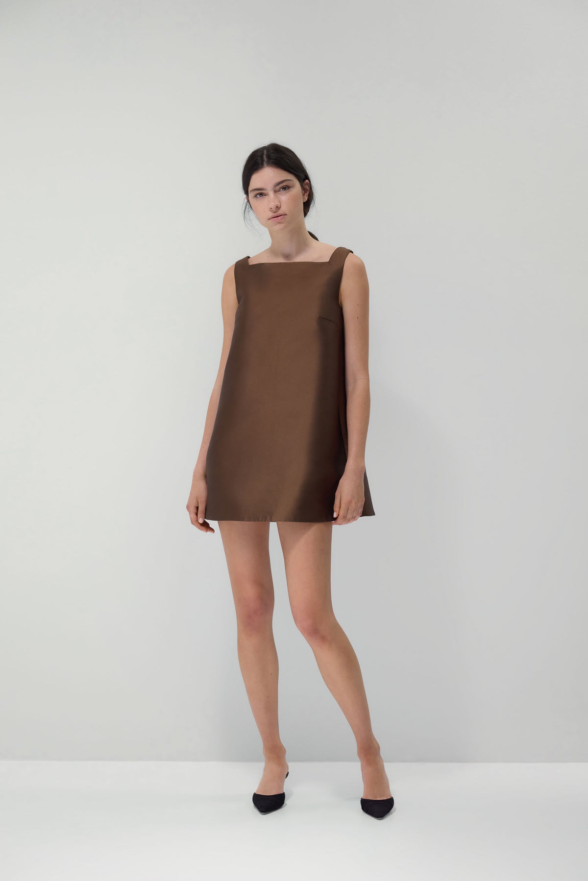 Beau Dress in Chocolate Silk/Wool 14