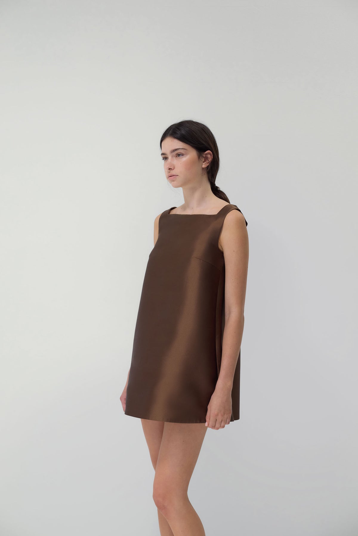 Beau Dress in Chocolate Silk/Wool 14