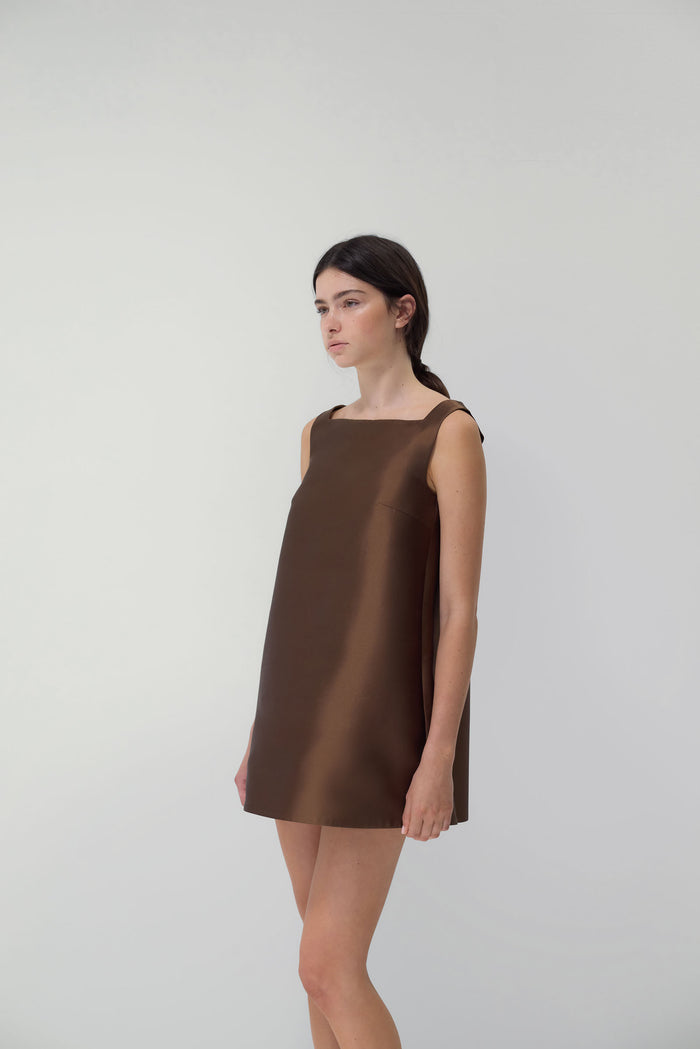 Beau Dress in Chocolate Silk/Wool
