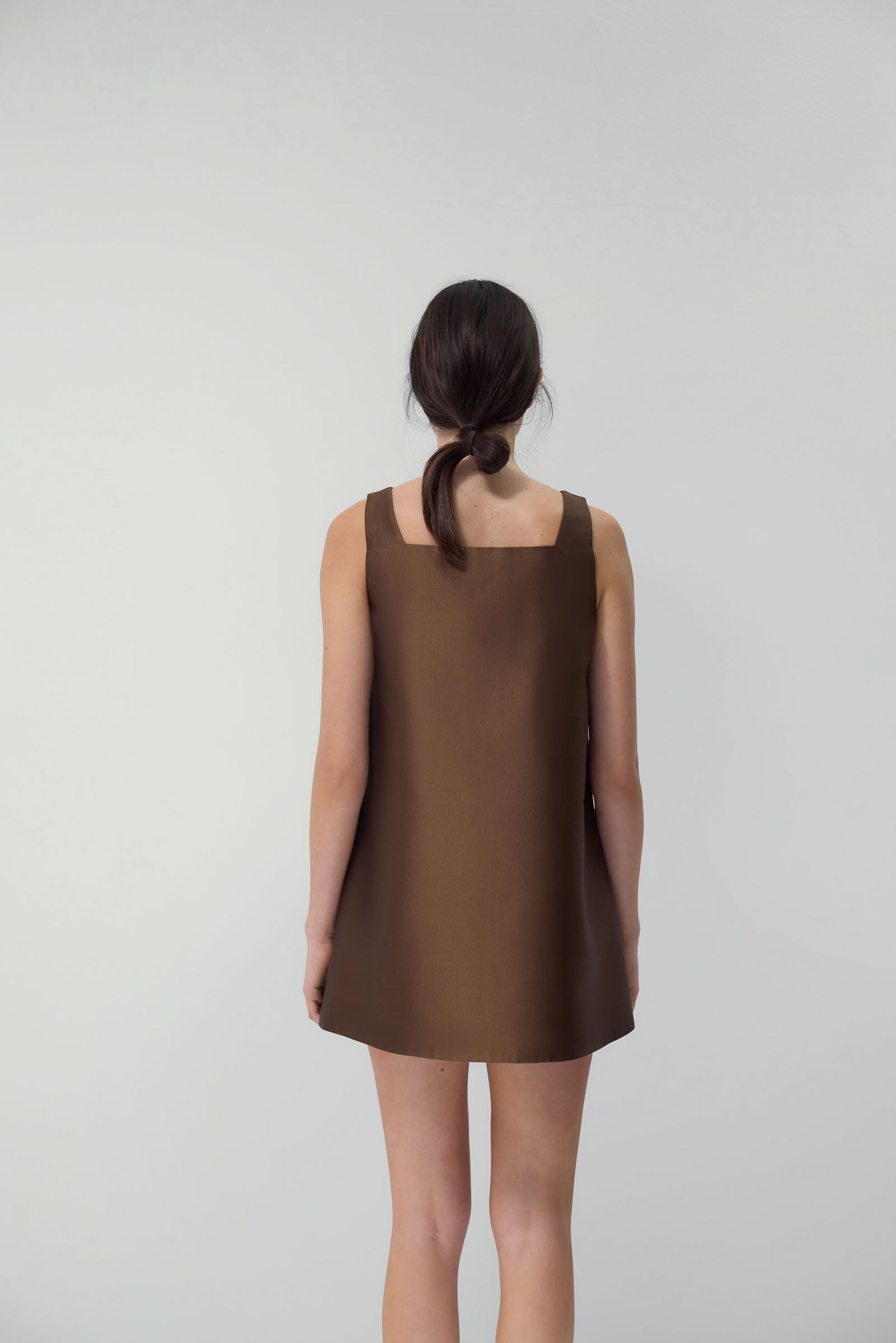 Beau Dress in Chocolate Silk/Wool 14