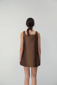 Beau Dress in Chocolate Silk/Wool