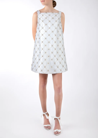 Beau Crystal Lattice Dress in Ice Blue