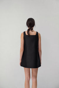 Beau Dress in Black Silk/Wool