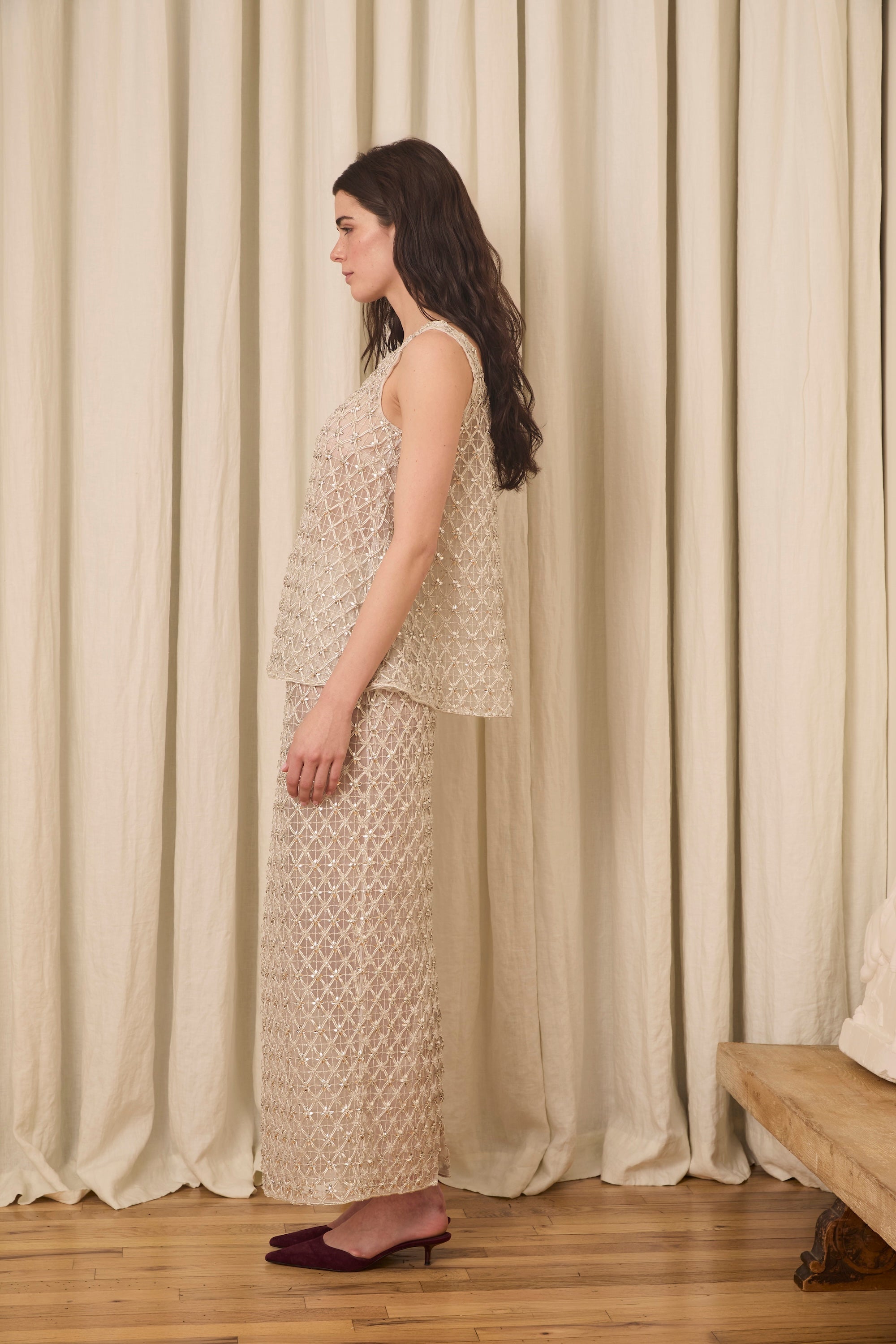 Chloe Tank in Crystal Lattice Embroidery – LEIN