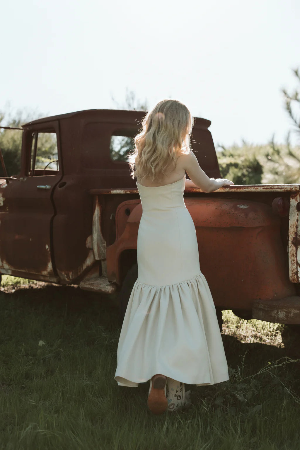Maya Dress in Ivory Basketweave