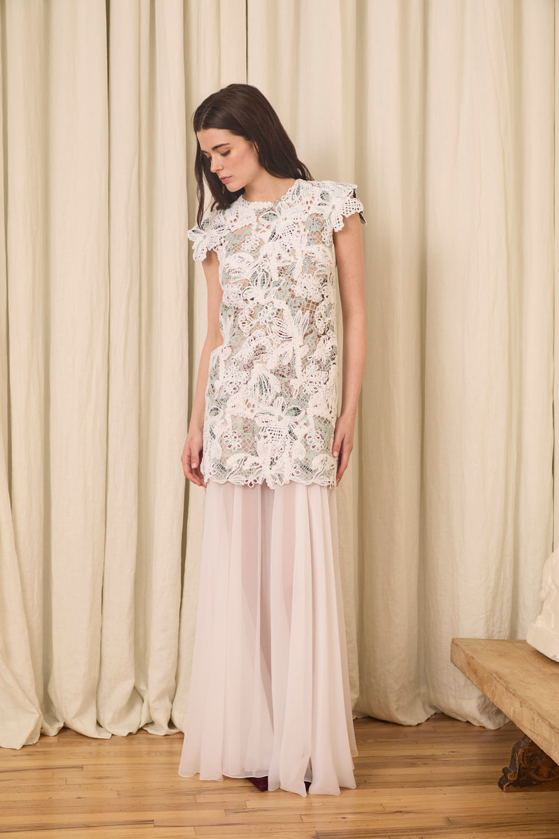 Henrietta Mini Dress in Chenille/Mohair Lace