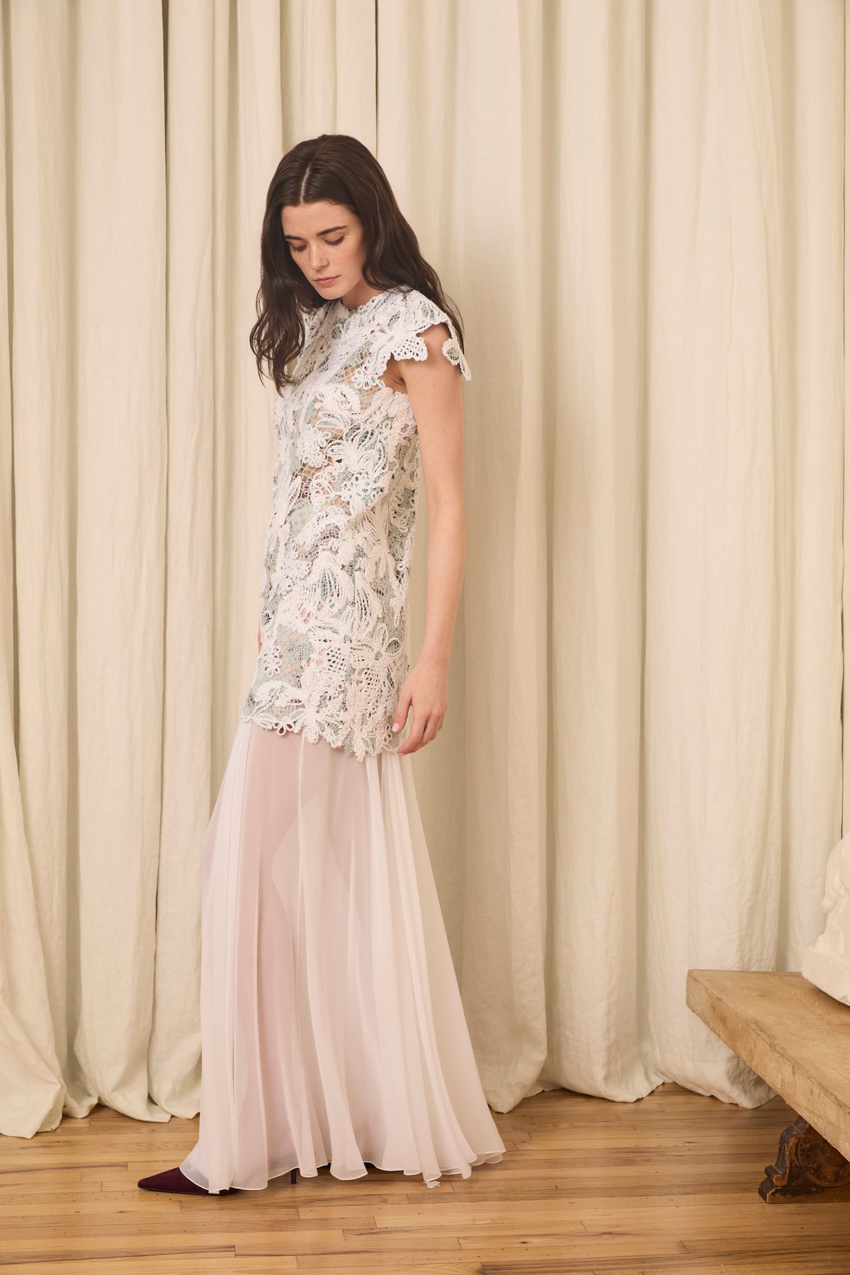 Henrietta Mini Dress in Chenille/Mohair Lace