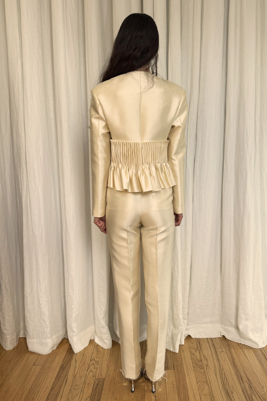 Jane Peplum Blazer in Silk/Wool