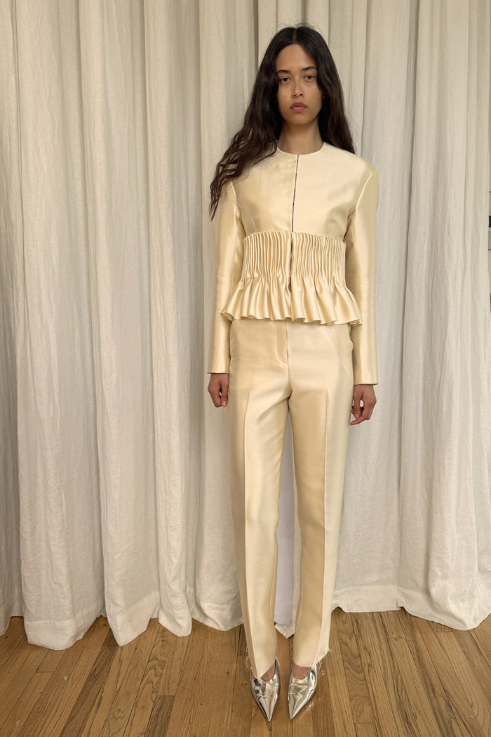 Jane Peplum Blazer in Silk/Wool