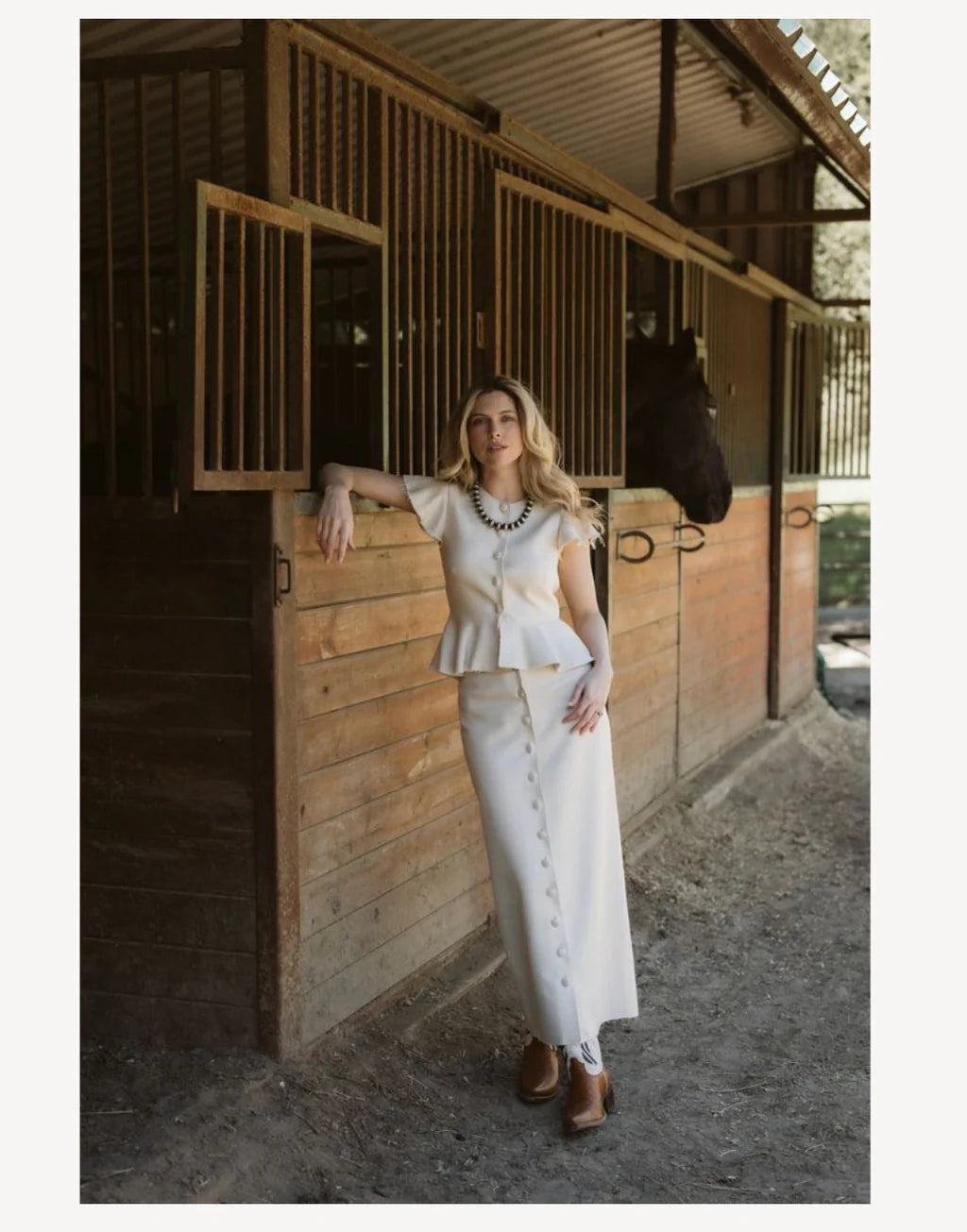 Shelley Skirt in Ivory Baseketweave