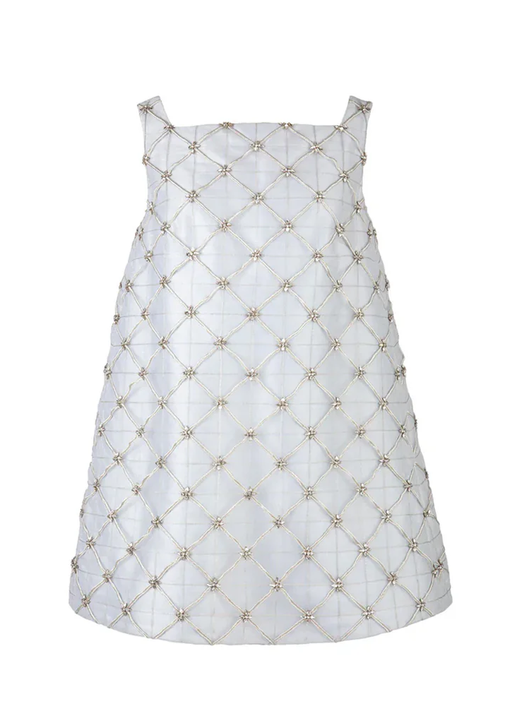 Beau Crystal Lattice Dress in Ice Blue