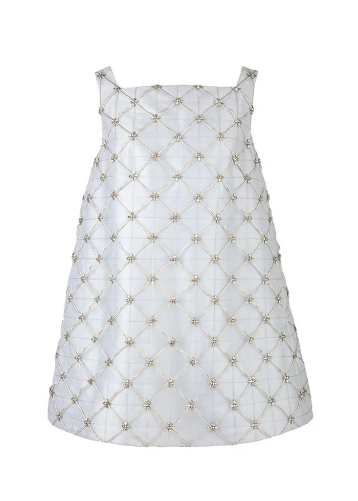 Beau Crystal Lattice Dress in Ice Blue