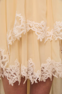 Wylie Scarf Dress in Washed Chiffon with Mohair Lace Trim